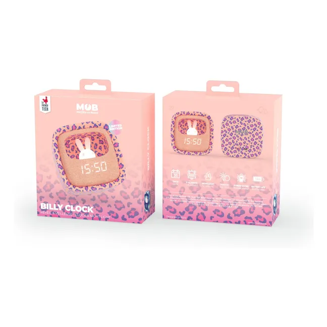 MOB BILLY CLOCK AND LIGHT - LEOPARD ROSE