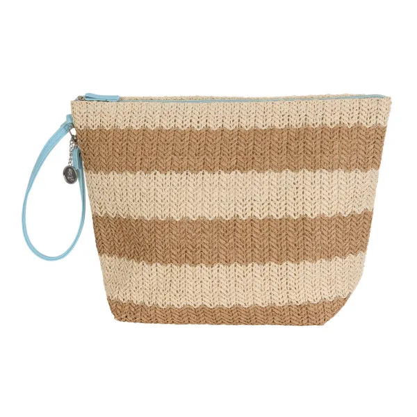 Handed By Kosmetiktasche - Organizer Pouch natur gestreift mit Handschlaufe groß