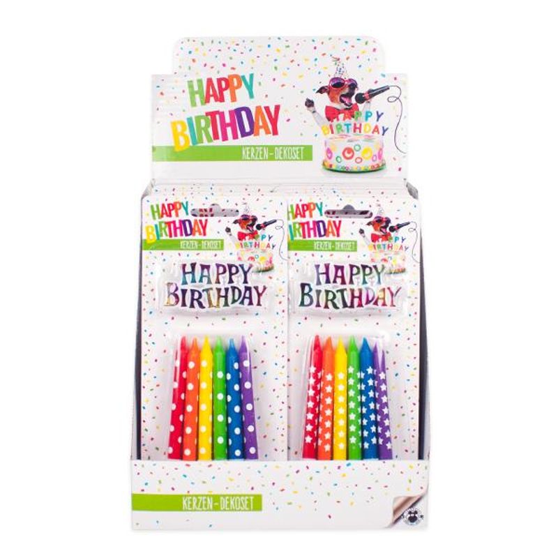 Geburtstagskerzen in Regenbogenfarben13-teilig