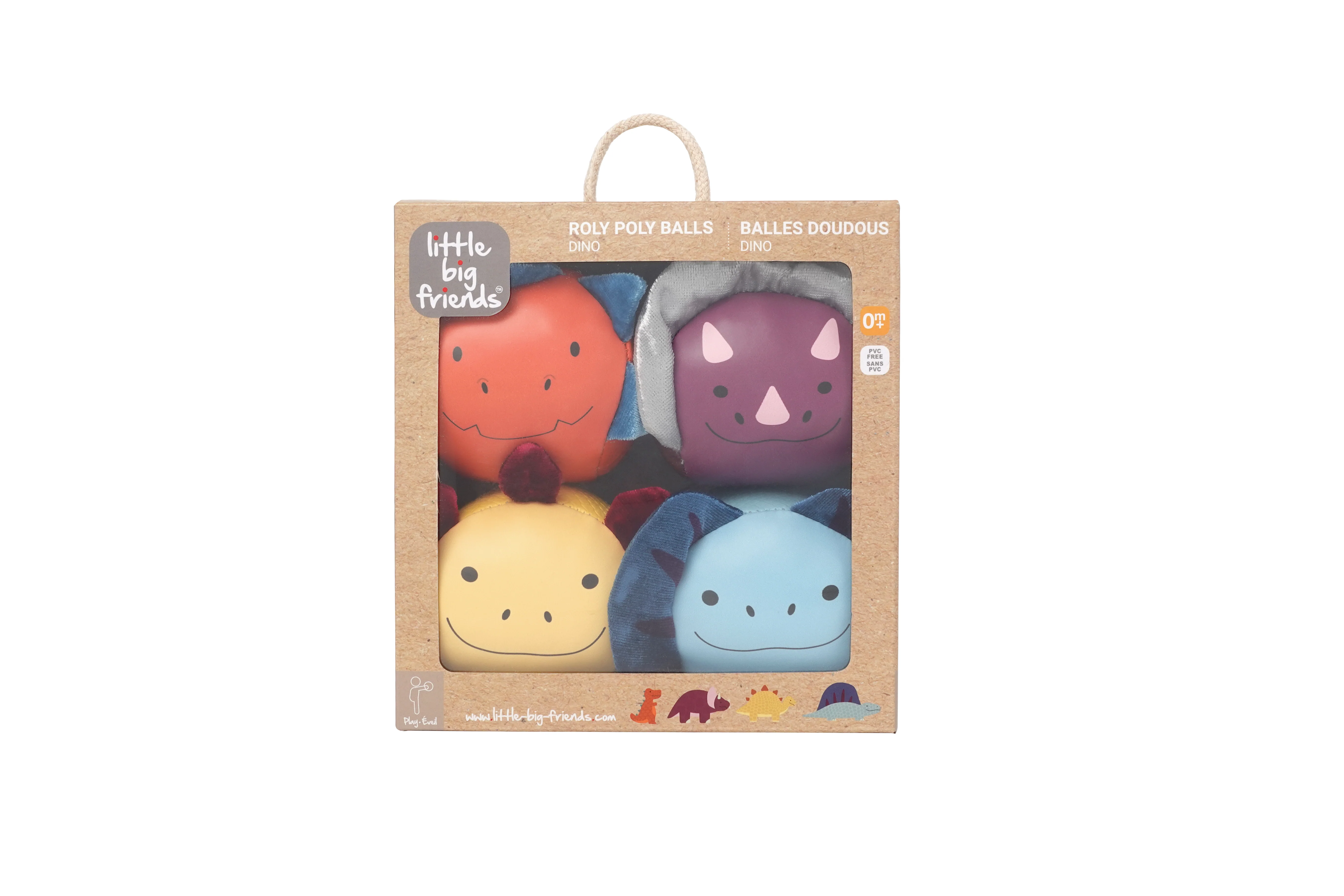 little big friends Sensory Ball Spielzeug für baby, 4er Set.  Dino Friends