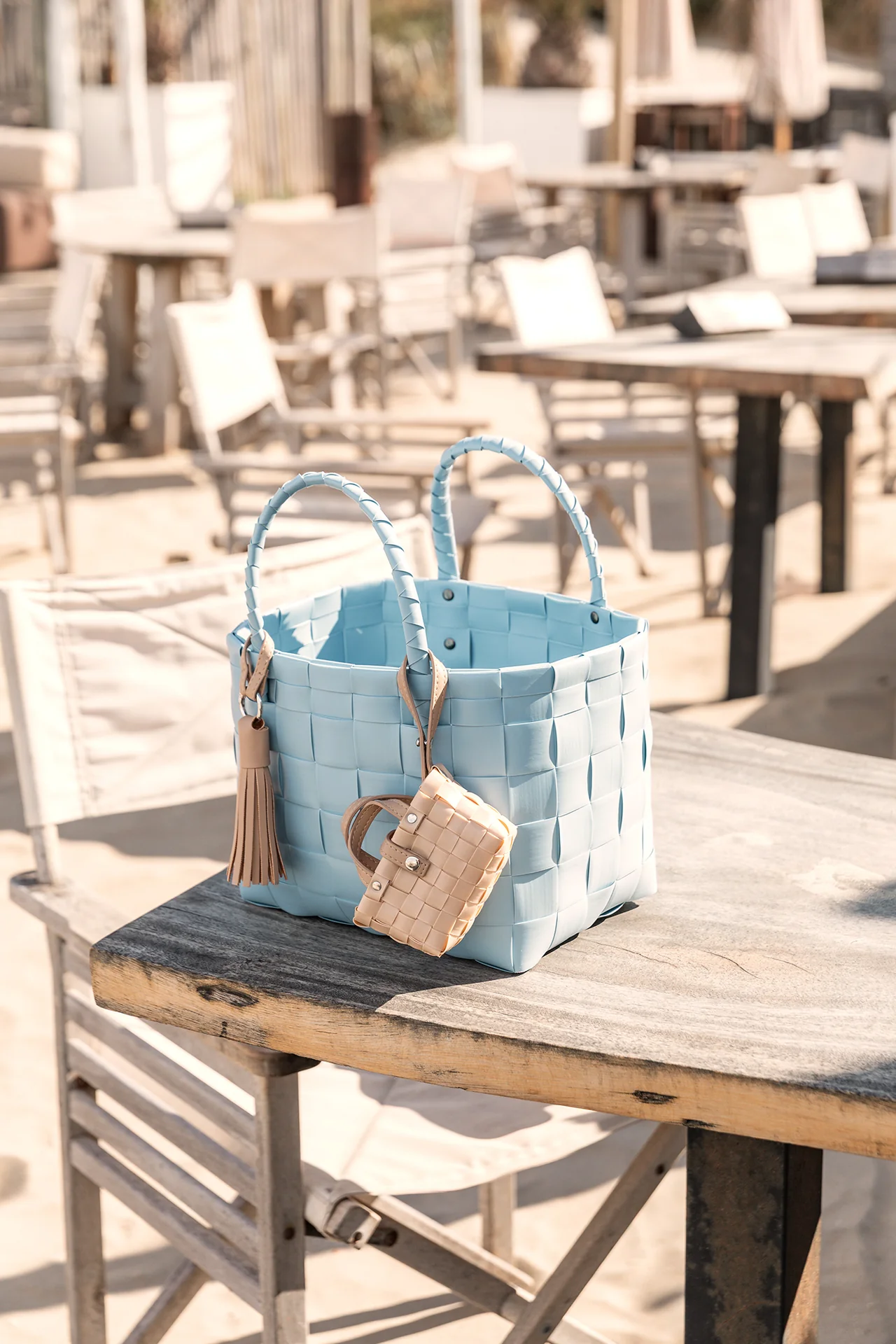 Handed By Mini Paris - Mini Shopper Faded Blue mit Tassel Anhänger