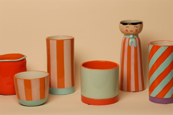 Au Maisson Vase Mrs & Miss Orange-Mint 19x8 cm 