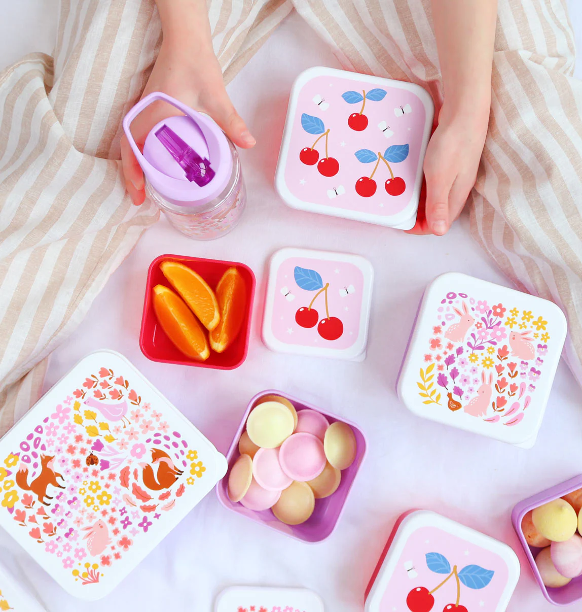 A Little Lovely Company  Brot- und Snackdosen 4er Set Kirschen A Little Lovely Company  Brot- und Snackdosen 4er Set Kirschen