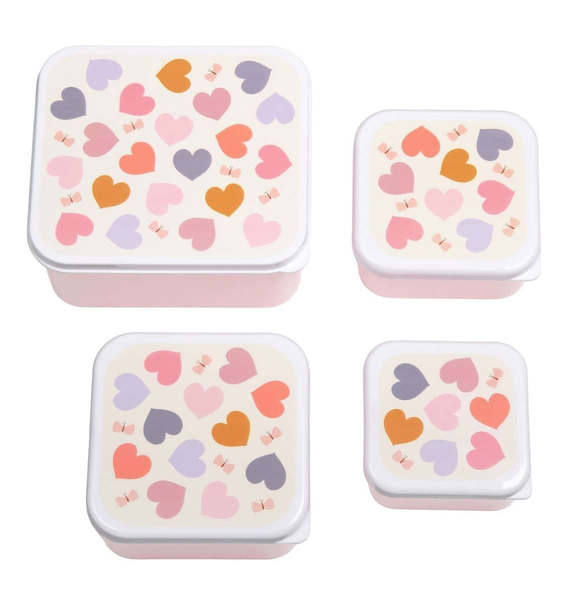 A Little Lovely Company  Brot- und Snackdosen 4er Set Herzen