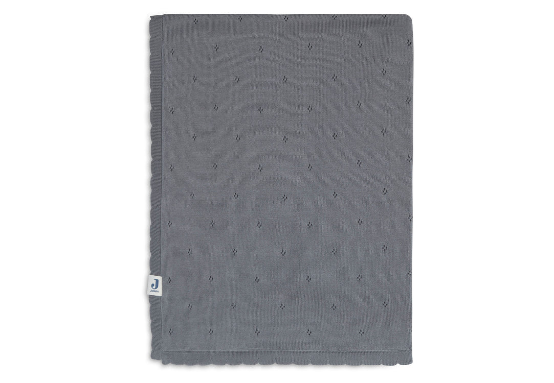 Jollein Kuscheldecke - Decke Wiege 75x100cm Pointelle Storm Grey GOTS