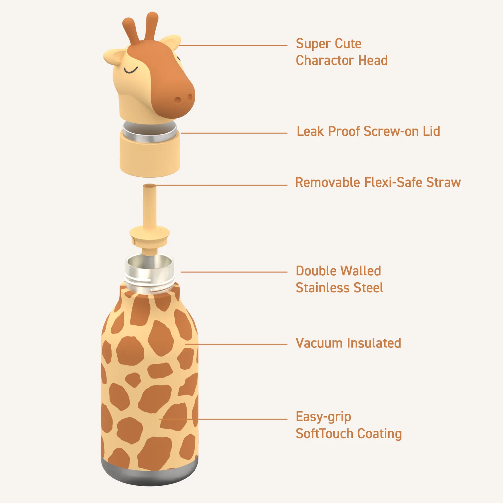 Bestie by Asobu Giraffe Bestie Bottle - Trinkflasche Giraffe