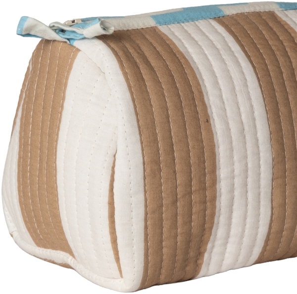 Au Maison Kosmetiktasche gesteppt mit Creme Sand Streifen