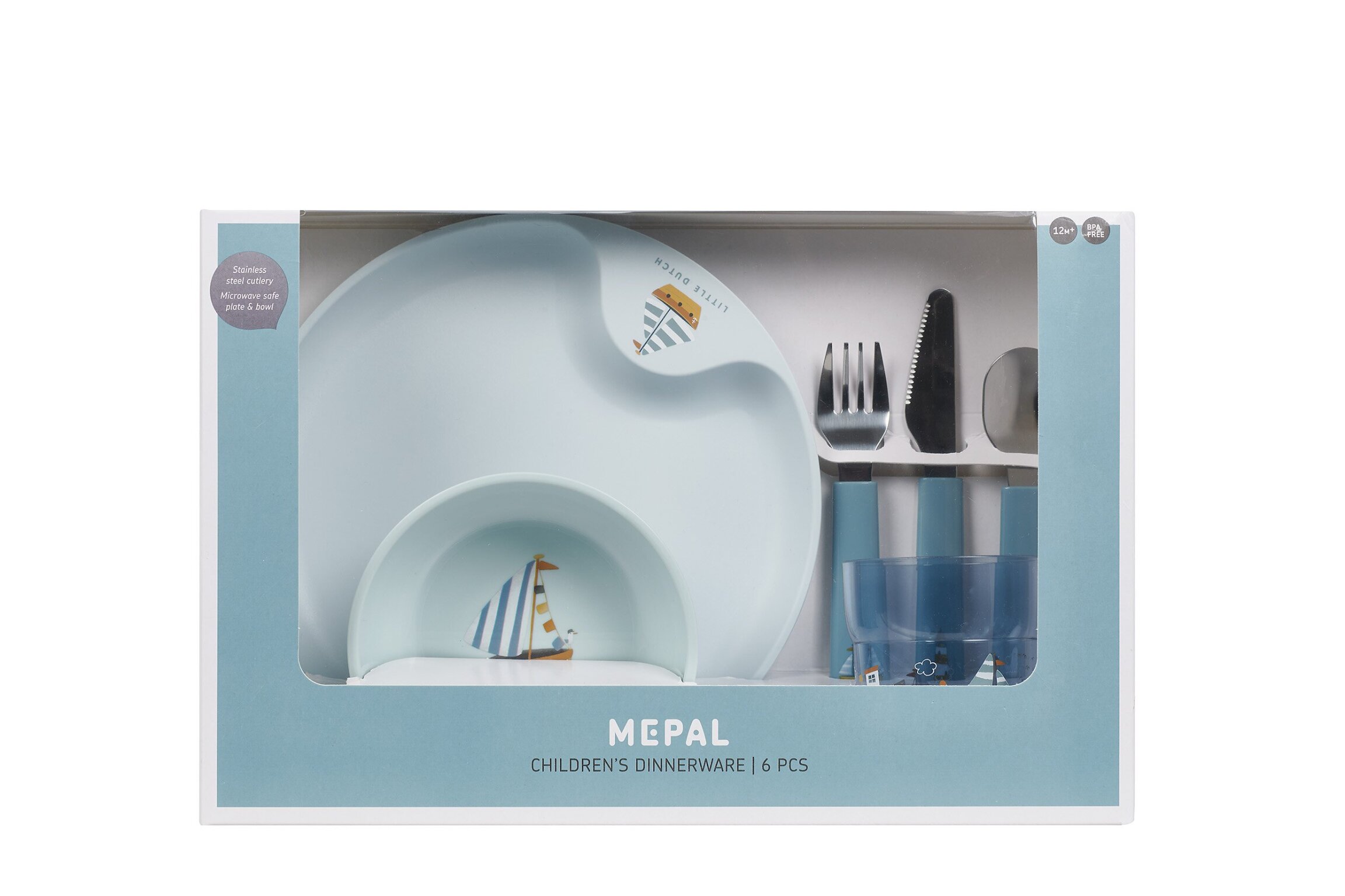 MEPAL Babygeschirr Set 6-teilig Saylors Bay – Komplettes Esslernset für Kinder mit Besteck, Becher, Teller & Schale – BPA-frei, Spülmaschinengeeignet, Perfekt als Geschenk zur Geburt