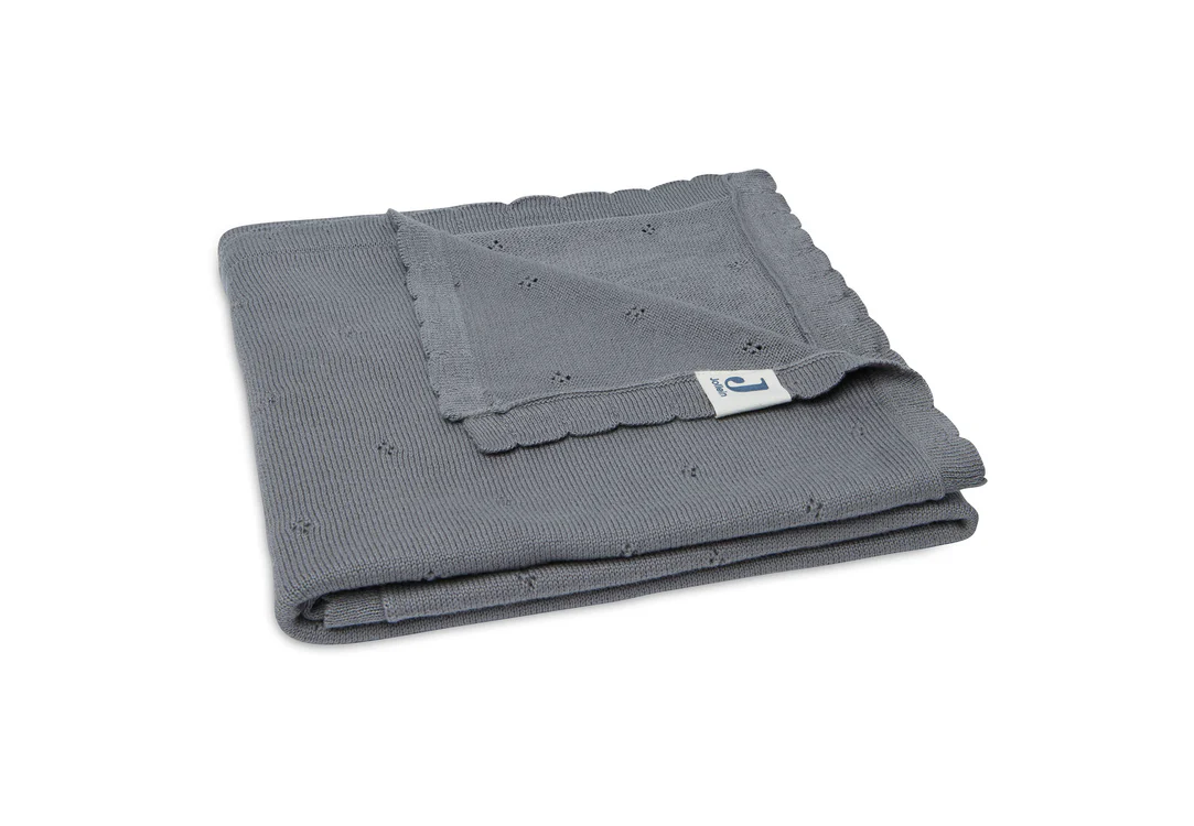 Jollein Kuscheldecke - Decke Wiege 75x100cm Pointelle Storm Grey GOTS