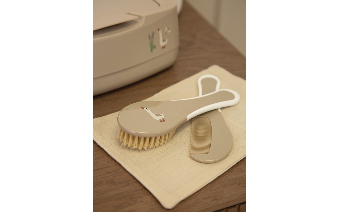 Bebe-Jou Baby Kamm & Bürste Soft Spring Gänse Motiv