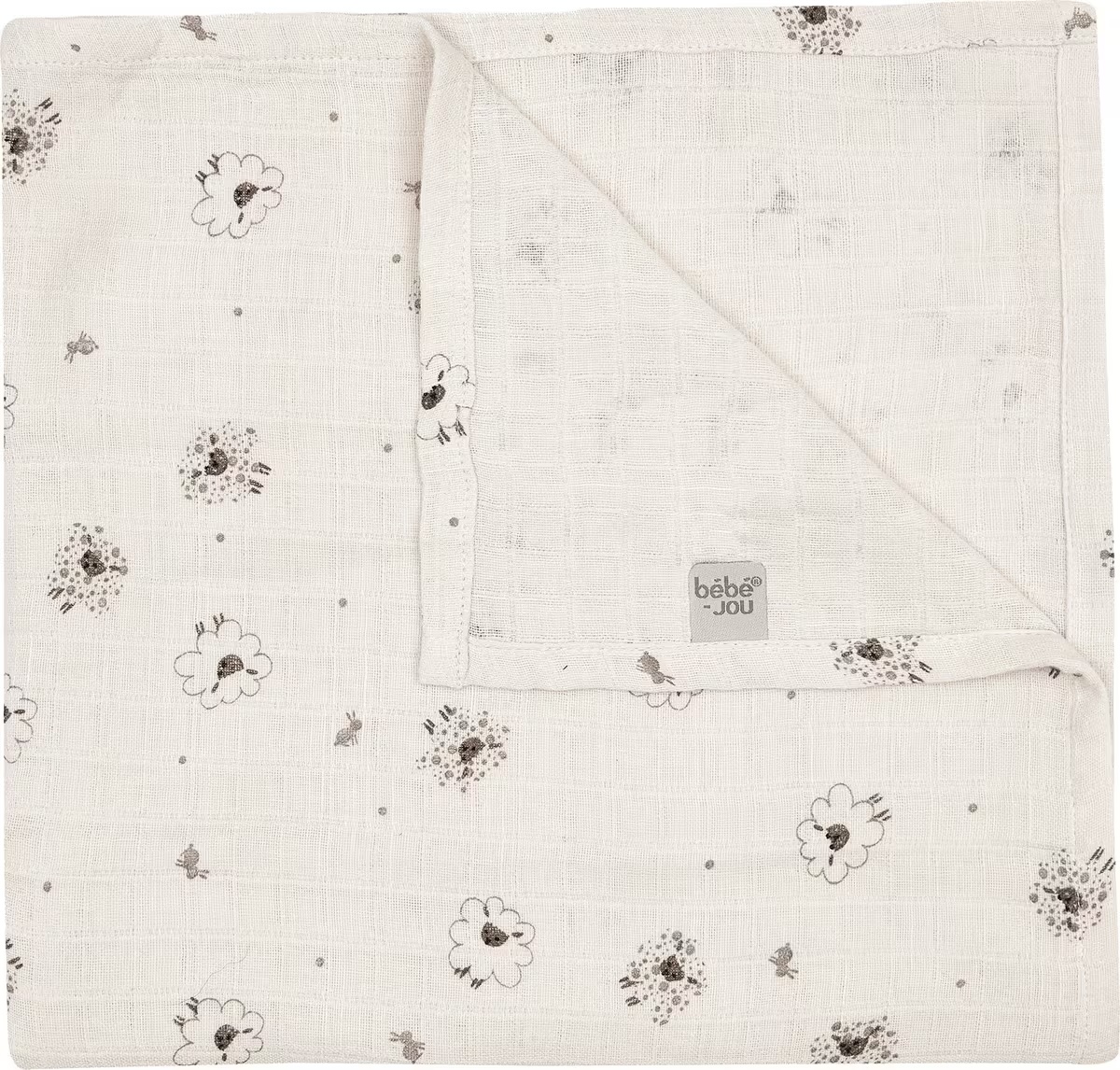 Bebe-Jou Baby Musselin Mulltuch 110x110 cm Motiv Schafe