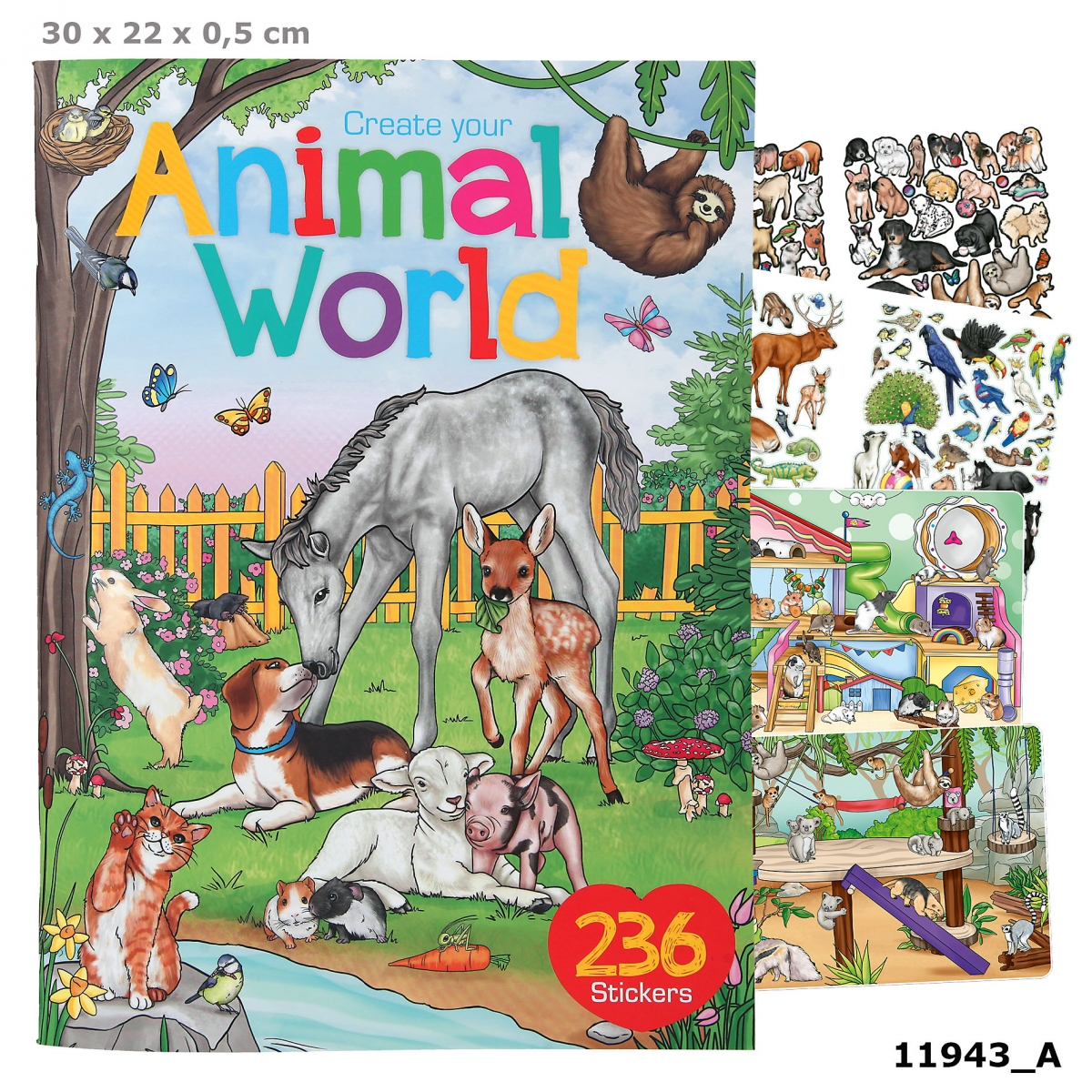 Depesche Germany Create your Animal World Malbuch mit Stickern Tiere 