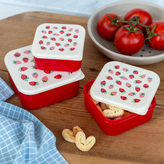 Rex London Brot- und Snackdosen 3er Set Erdbeeren