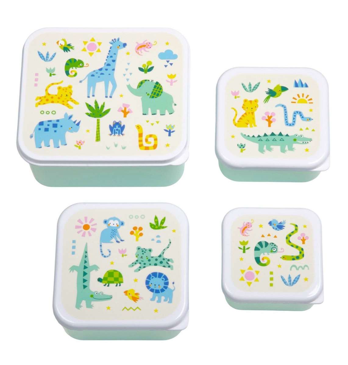 A Little Lovely Company  Brot- und Snackdosen 4er Set Dschungel