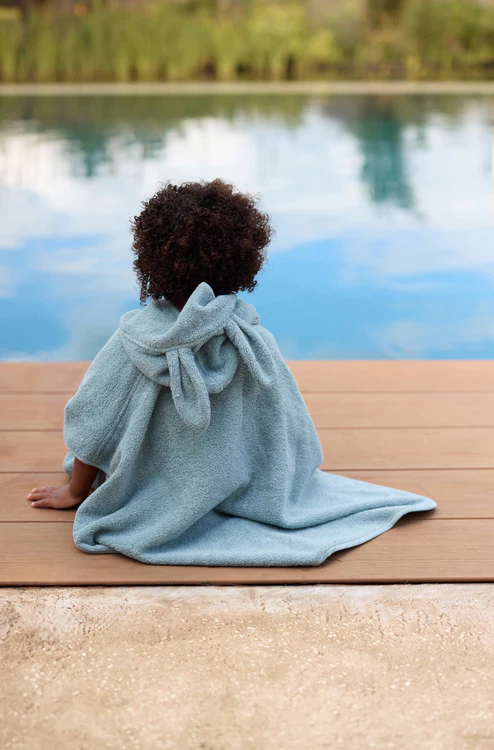 Jollein Badeponcho Kinder – Kapuzenponcho Frottee Sea Green 1–4 Jahre – Weiches Handtuch für Strand, Schwimmbad & Bad