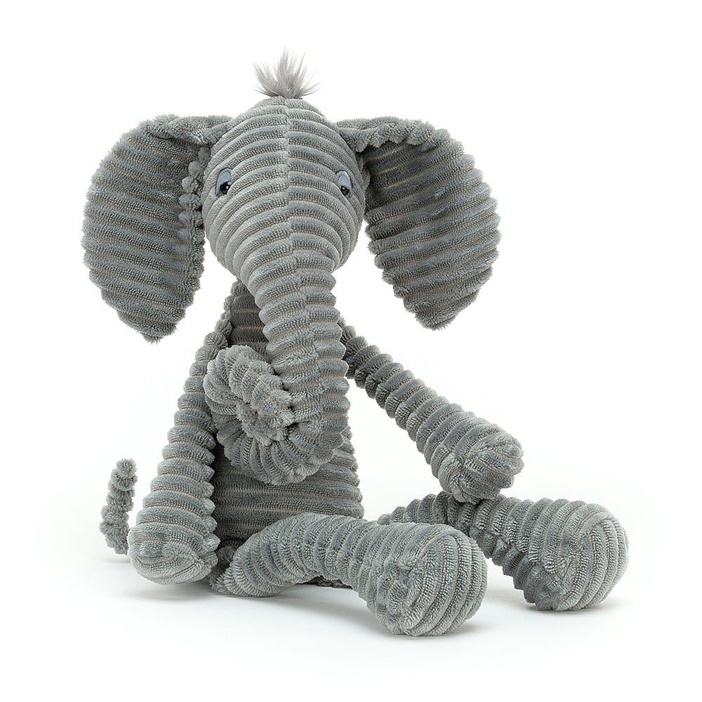 Jellycat Kuscheltier Ribble Elephant - lustiger Elefant aus geripptem Samtstoff in grau 39cm