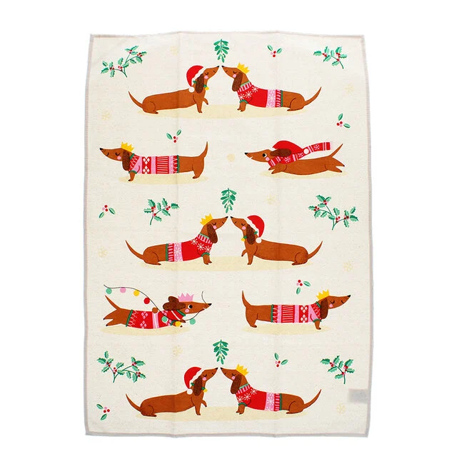 Rex London Geschirrtuch Festive Sausage Dog - festliche Dackeln