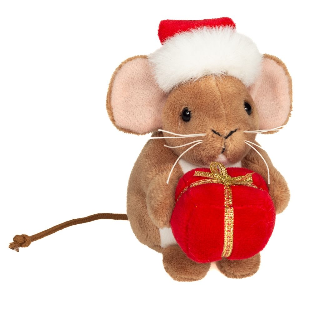 Teddy Hermann Weihnachtsmaus mit Geschenk 11 cm