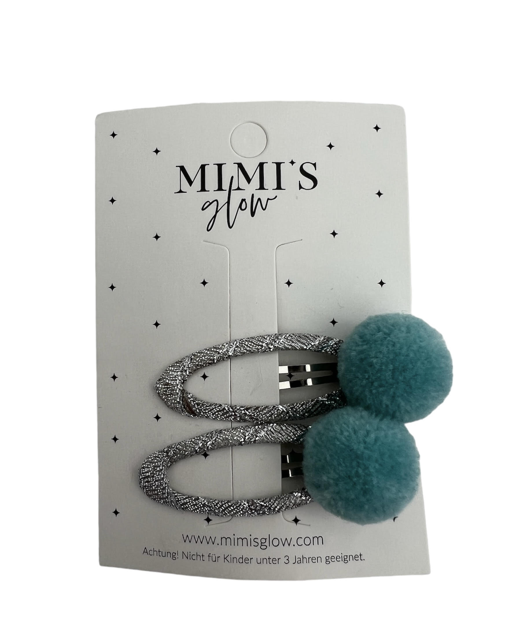 Mimi's Glow Haar Clip · POMPOM · Aqua Silber