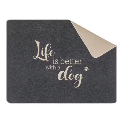 David Fussenegger Haustierdecke Life is better Farbe Anthrazit 100x140cm