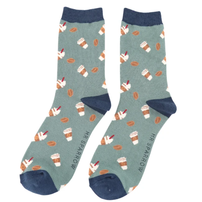 Miss Sparrow Bamboo Socken für Erwachsene - Coffee to Go - One Size (40-45)    