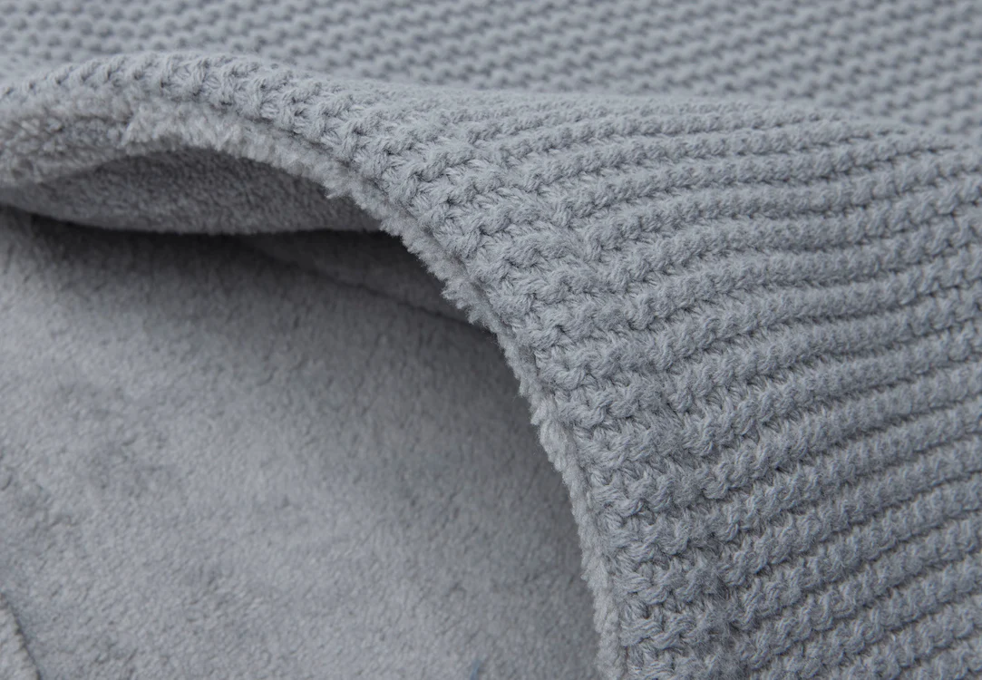 Jollein Babydecke - Decke Wiege 75x100cm Basic Knit Stone Grey/Fleece