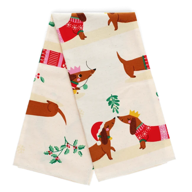 Rex London Geschirrtuch Festive Sausage Dog - festliche Dackeln