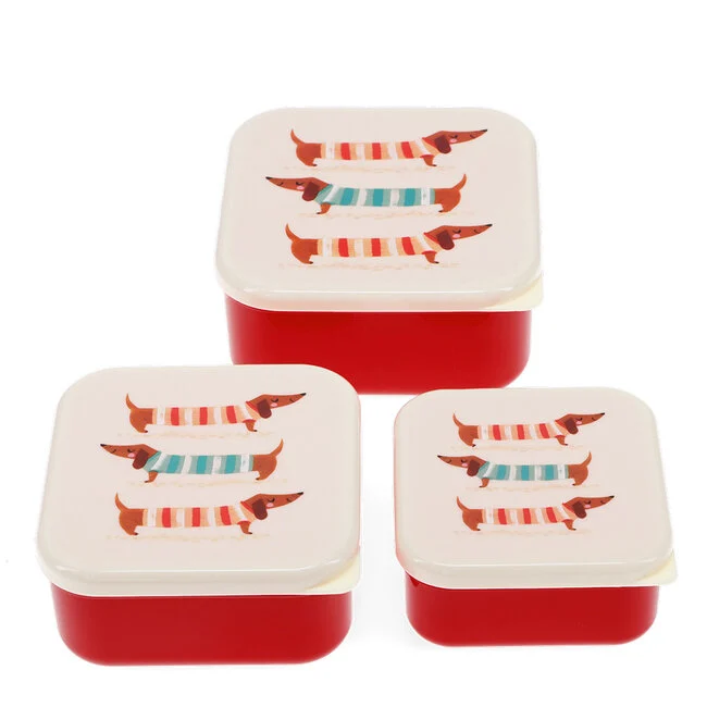 Rex London Brot- und Snackdosen 3er Set Dackel Hund - Sausage Dog