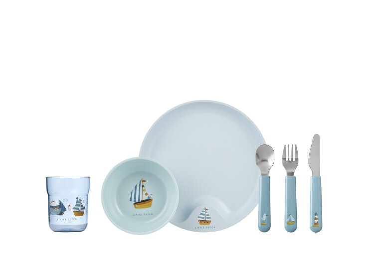 MEPAL Babygeschirr Set 6-teilig Saylors Bay – Komplettes Esslernset für Kinder mit Besteck, Becher, Teller & Schale – BPA-frei, Spülmaschinengeeignet, Perfekt als Geschenk zur Geburt