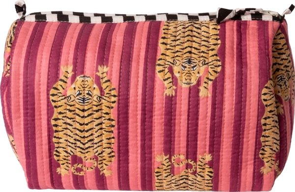 Au Maison Kosmetiktasche Artisan gesteppt Pink mit Tiger 14 x 23 cm