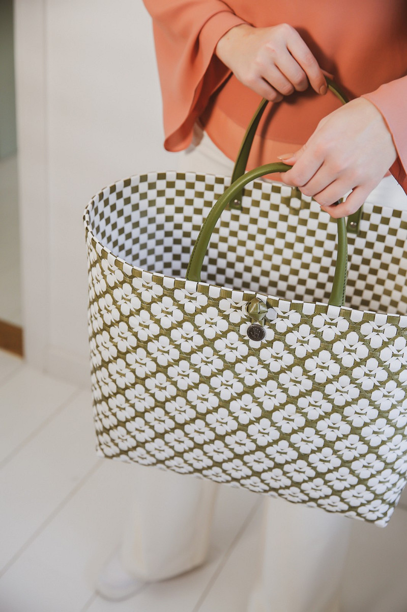 Handed By - Motif Bag - Shopper Einkaufskorb Grösse  L /  Farbe Olive