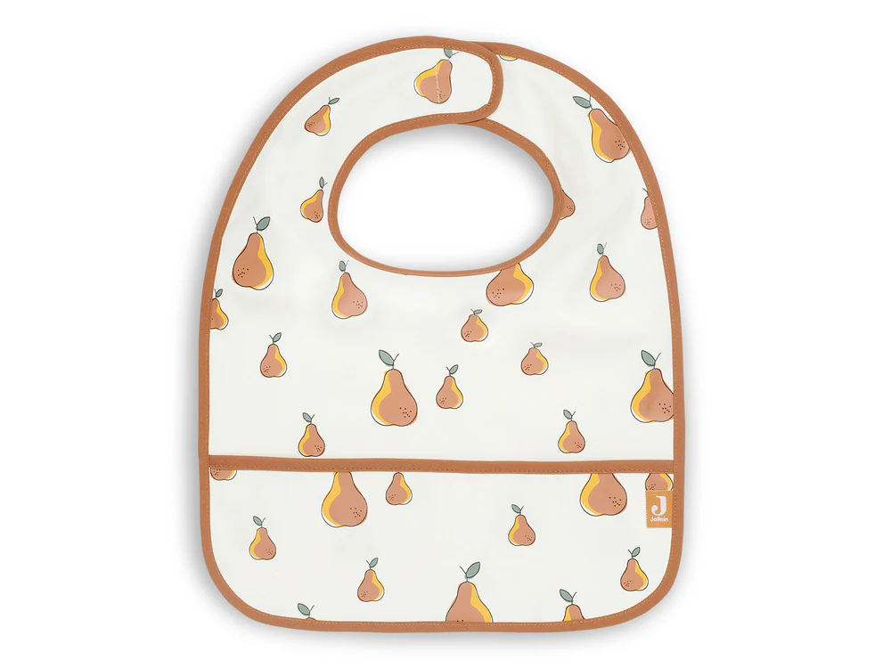 Jollein Wasserdichtes Lätzchen mit Ärmeln im 2er Set – Baby Schürzenlätzchen mit Auffangtasche im Birnen-Design – Perfekt zum Essen, Basteln & Malen
