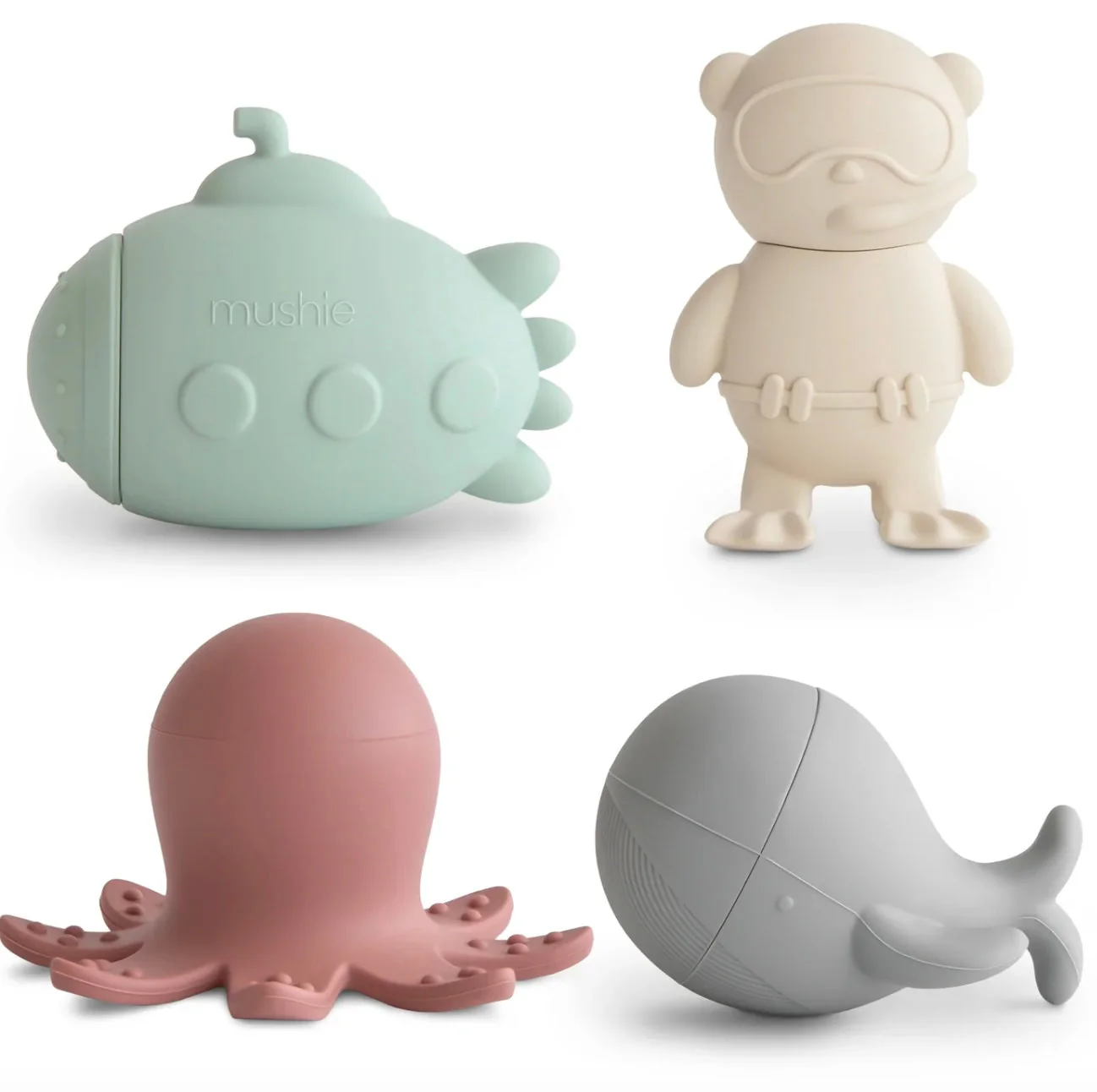 Mushie Sealife Bath Play Set- Badewannenspielzeug Unterwasserwelt 4 Teile 