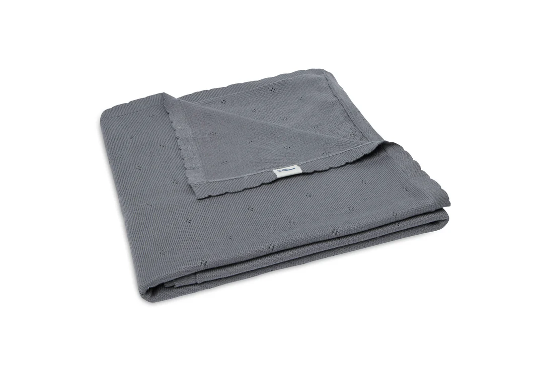 Jollein Kuscheldecke - Decke Kinderbett 100x150cm Pointelle Storm Grey GOTS