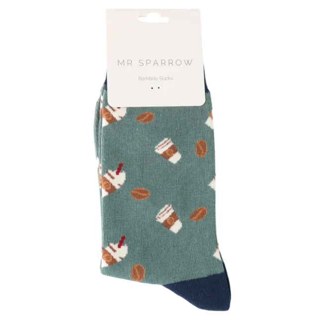Miss Sparrow Bamboo Socken für Erwachsene - Coffee to Go - One Size (40-45)    
