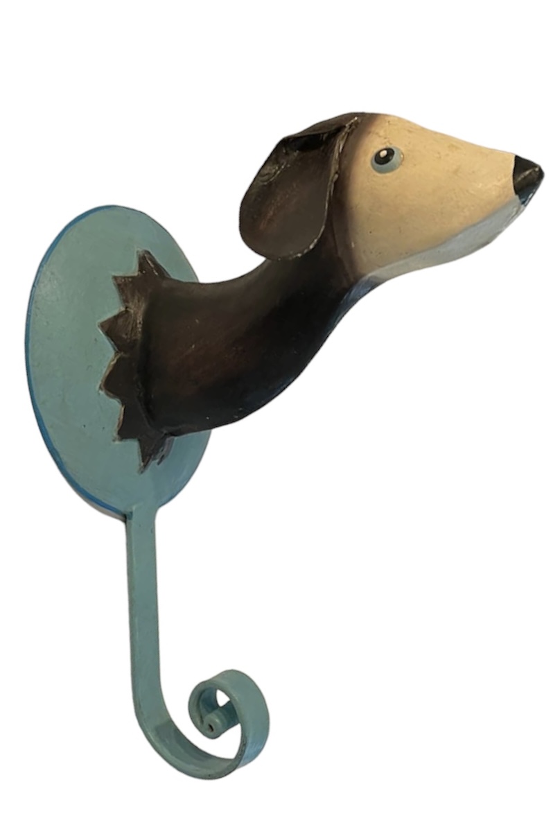 Pape Kunstgewerbe Wandhaken Hund 15 cm - Platte blau