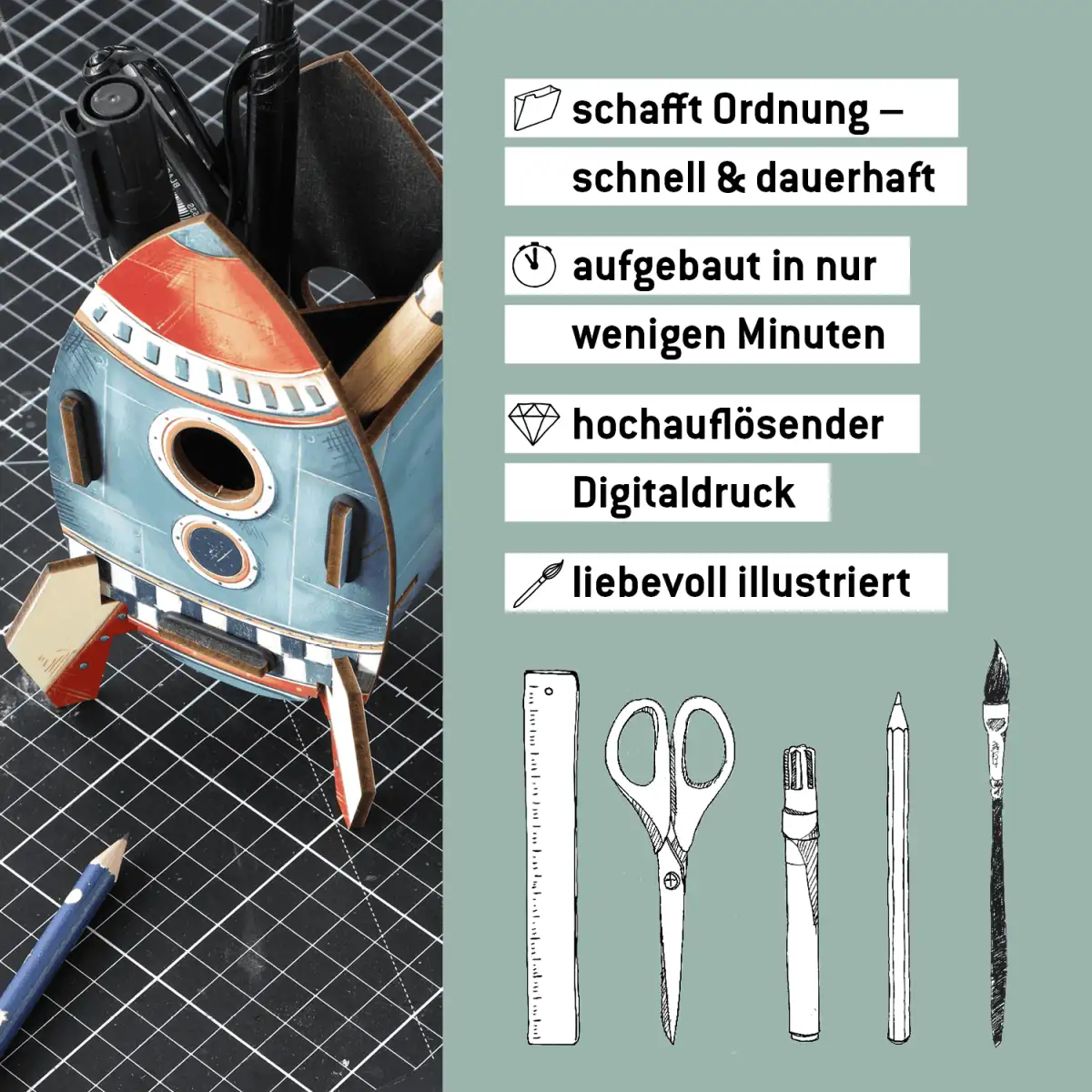 Werkhaus Stiftebox Astronaut Rakete