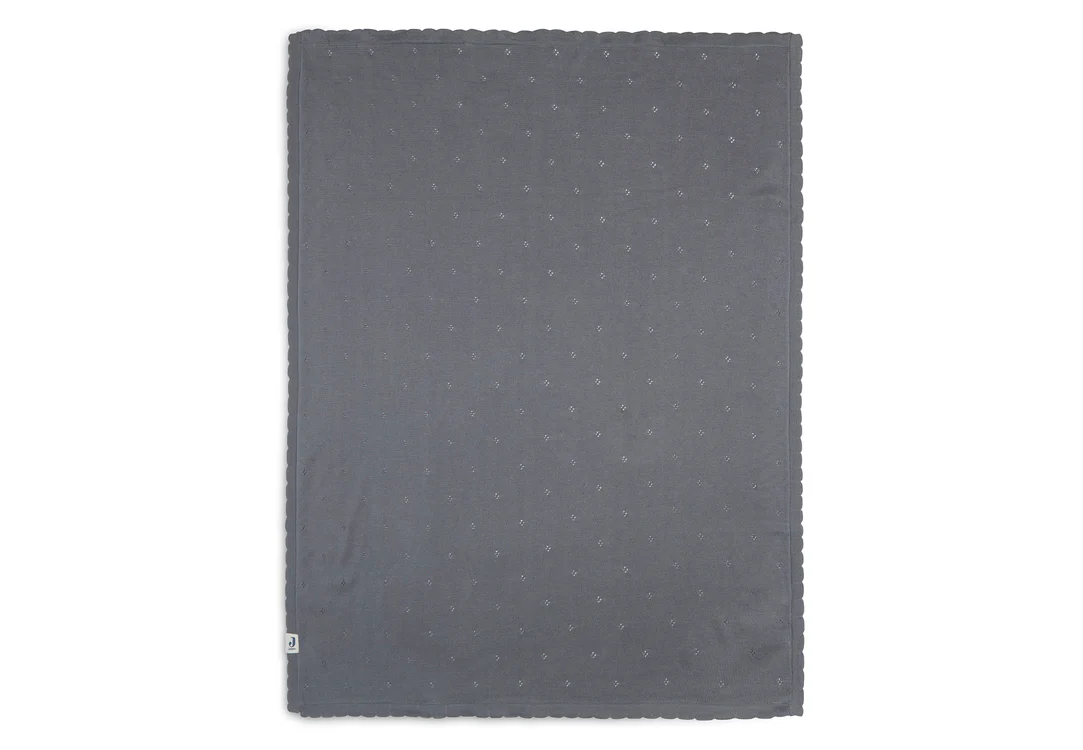 Jollein Kuscheldecke - Decke Kinderbett 100x150cm Pointelle Storm Grey GOTS