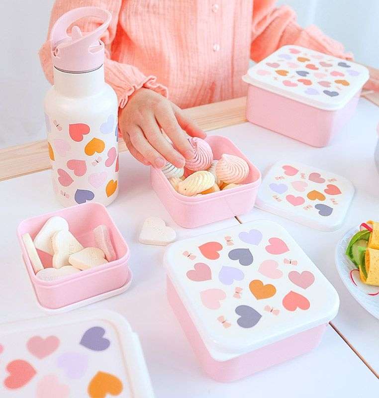 A Little Lovely Company  Brot- und Snackdosen 4er Set Herzen