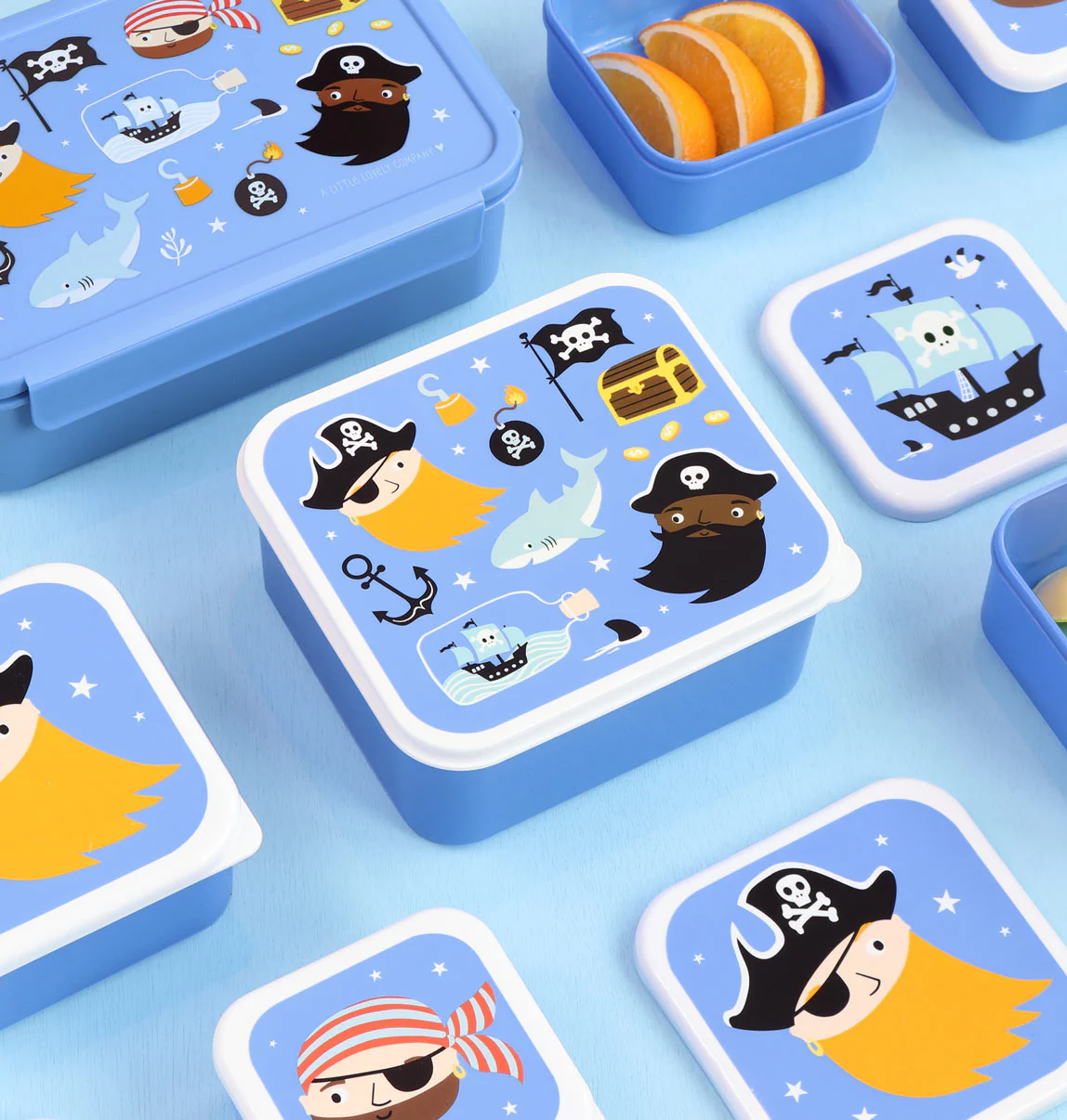 A Little Lovely Company  Brot- und Snackdosen 4er Set Piraten     