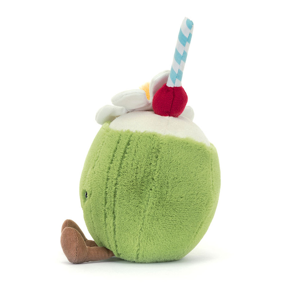 Jellycat Amuseables Aruba Coconut Kuscheltier 15 cm – lustige Plüsch-Kokosnuss mit Gesicht, superweiches Stofftier für Kinder, Deko und Spielspaß im Sommer