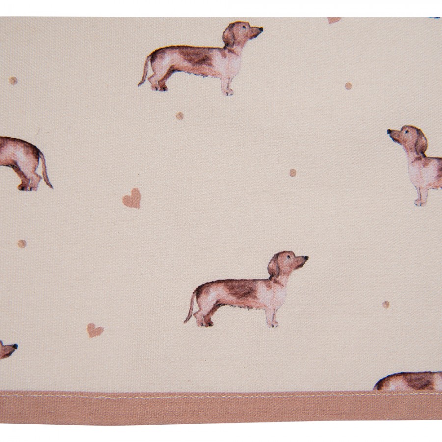 Clayre & Eef Geschirrtuch 50x70 cm Beige Baumwolle Dackel Küchentuch