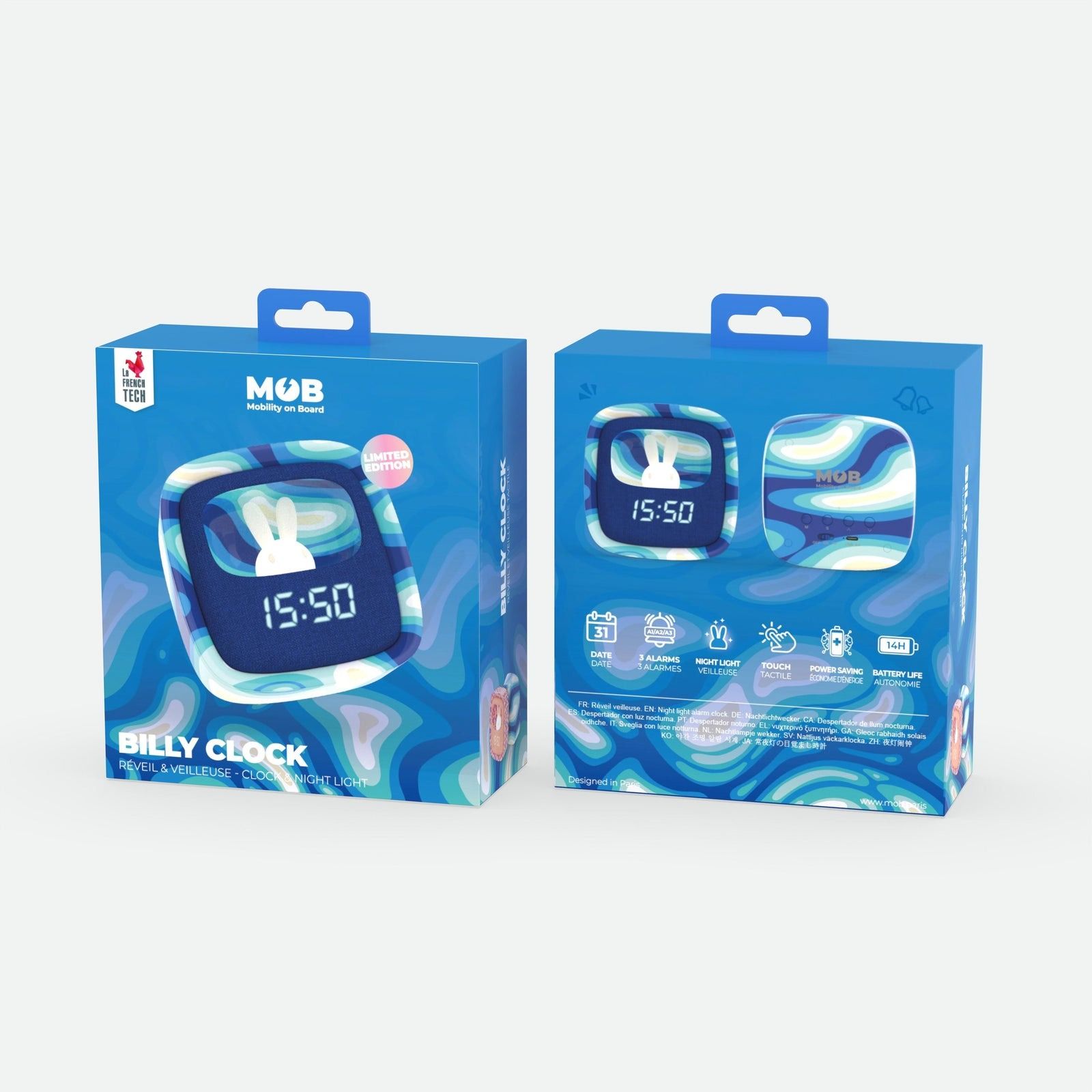 MOB BILLY CLOCK AND LIGHT - BLUE WAVES