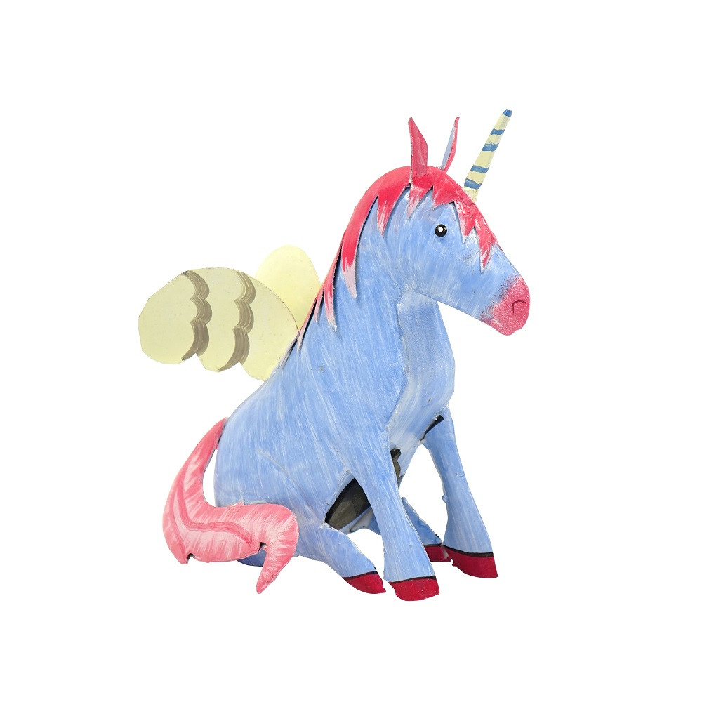 Pape Kunstgewerbe Metall Spardose Einhorn blau