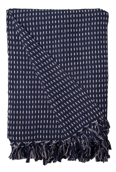 Au Maison Badetuch Saunatuch Linien Navy weiss aus Baumwolle 140x180 cm