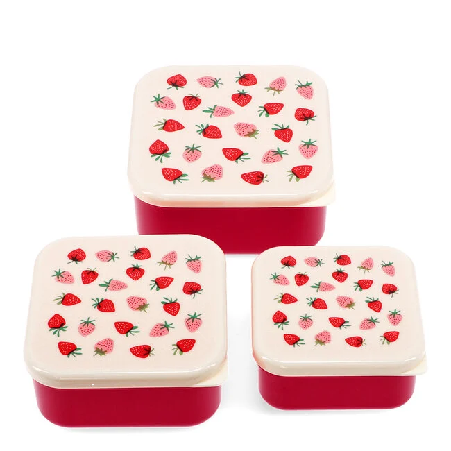 Rex London Brot- und Snackdosen 3er Set Erdbeeren