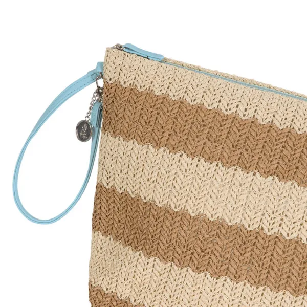Handed By Kosmetiktasche - Organizer Pouch natur gestreift mit Handschlaufe groß