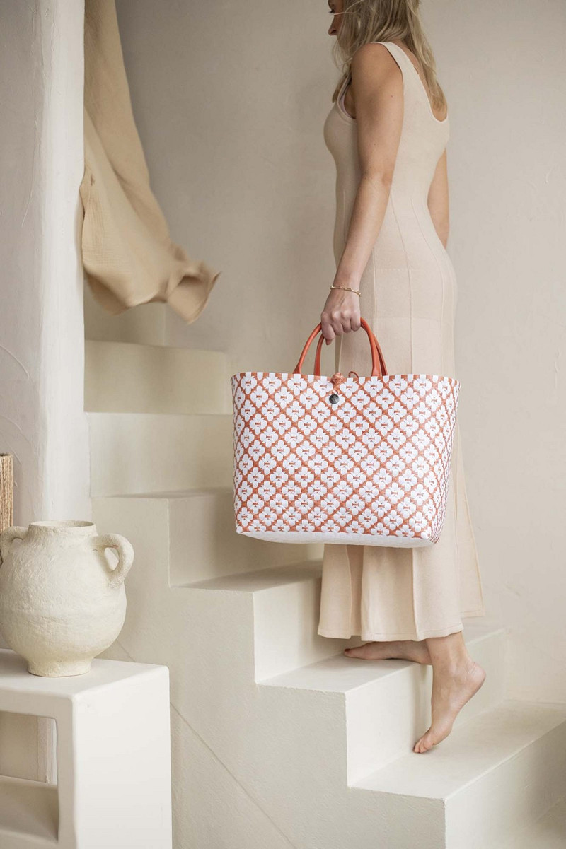 Handed By Motif Bag - Shopper Einkaufskorb Grösse / Siz L - Farbe Rust - Orange