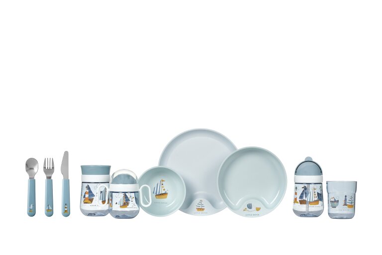 MEPAL Babygeschirr Set 6-teilig Saylors Bay – Komplettes Esslernset für Kinder mit Besteck, Becher, Teller & Schale – BPA-frei, Spülmaschinengeeignet, Perfekt als Geschenk zur Geburt