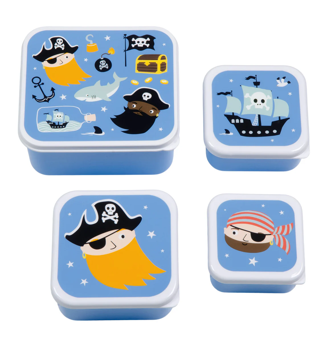 A Little Lovely Company  Brot- und Snackdosen 4er Set Piraten     